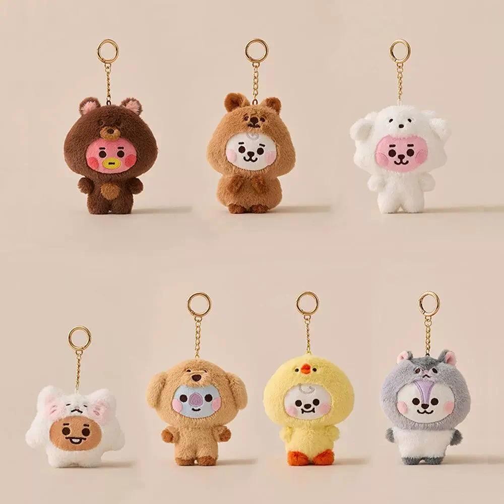 Anime Kawaii BT21 BABY Zoo Series Plush Doll Keychain Cute Cartoon Doll School Bag Pendant Decoratio
