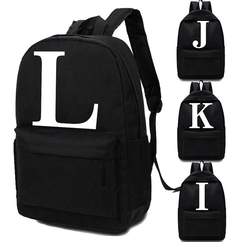 Tas ransel hitam Backpack Students Backpack Large Capacity Travel Bag Simple Harajuku Retro Fashion 