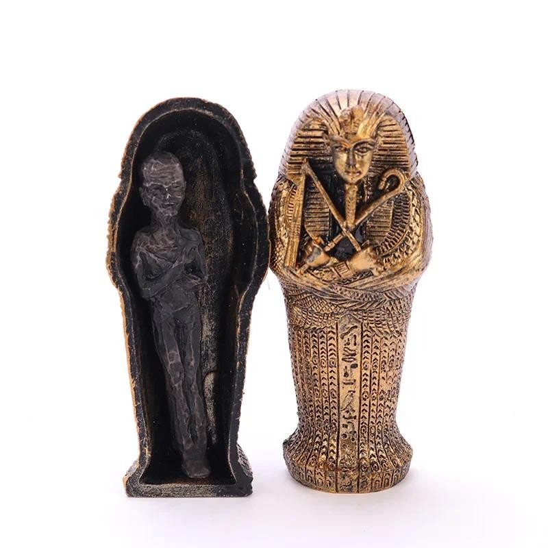 Aquarium Biodiversity Landscape Decoration Resin Crafts Egyptian Pharaoh Mummy Ornament Pet Fish Tan