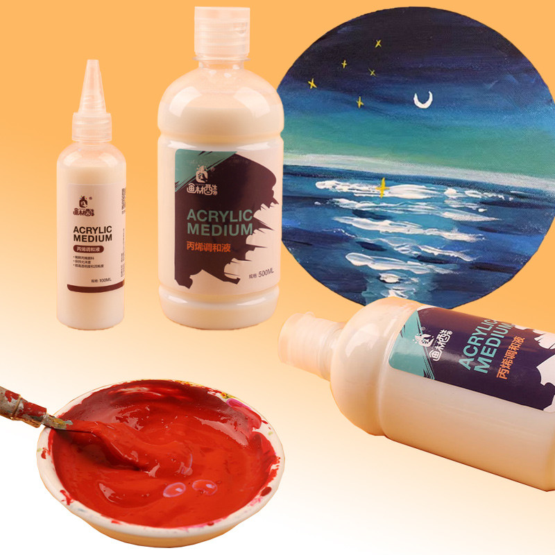 

100/500ml Acrylic Blending Liquid Diluent Matte Blending Agent for Enhance The Texture of The Work Dilute Pigments Lighten Color
