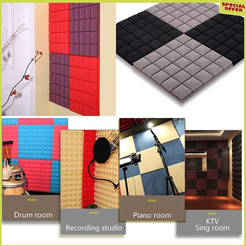 A34R Acoustic Foam Panels, 5 Pack 30X30x5cm Mushroom Studio Wedge Tiles, Sound Panels Sound Proof Fo