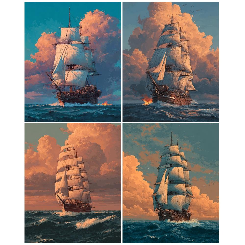 

GATYZTORY Diy Painting By Numbers With Frame For Adults Kits Sailing Boat Acrylic Paint On Canvas Landscape Picture By Numbers D