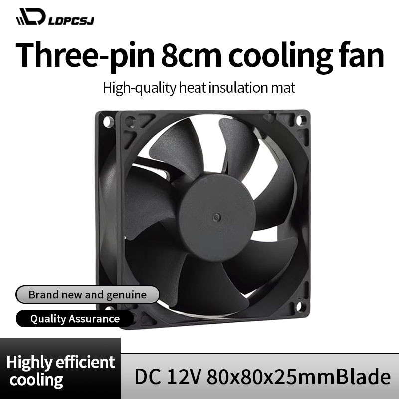 LDPCSJ Computer desktop case 8CM silent fan 8025 thickness 2.5CM small 3PIN radiator replacement fan