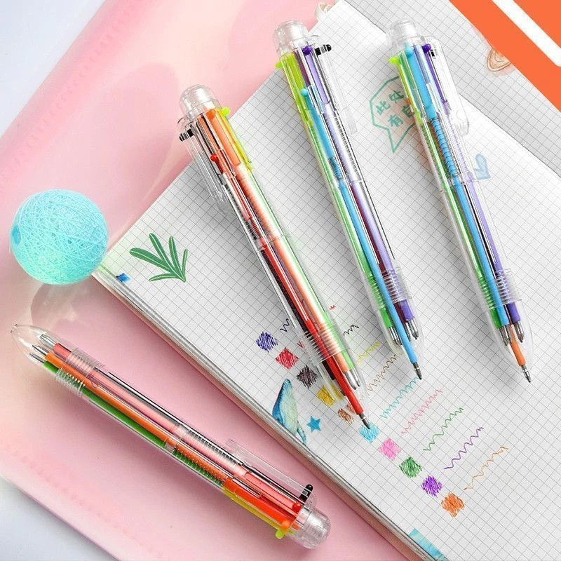 

( Murah ) Pulpen 6 Warna isi Tinta 6in1 Pena 0.5mm / Ballpoint Perlengkapan Menulis Multicolor Pen Case Transparent Transparan Bolpen Mix Colour Alat Tulis Kantor Sekolah Warna Warni