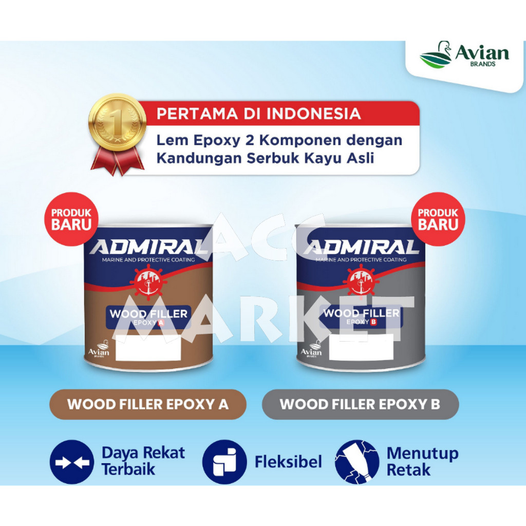Terlaris Admiral Wood Filler Lem Epoxy Serbuk Kayu Kapal