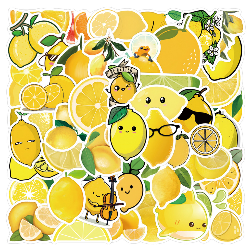 

60Pcs Cute Lemon Stickers Vinyl Waterproof for Laptop Phone Case Notebook Water Bottle Toy DIY Decor Sticker