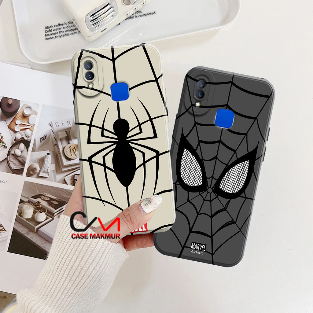 [JA01] Case Untuk Vivo V9 Y85 Z1 Y91 Y93 Fingger Y95 - Casing Hp - Motif Jaring Sp1derm4n - Silicon 