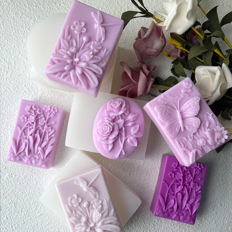 

Dargonfly Soap Silicone Candle Mold Round Flower Shaped Butterfly DIY Handmade Craft Soap Making Mould