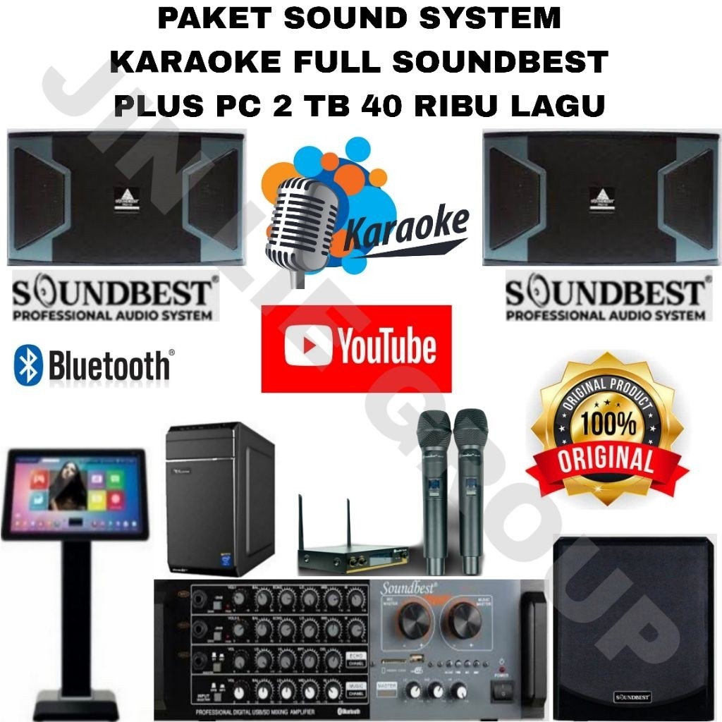 DISTRIBUTOR PAKET SOUND SYSTEM KARAOKE SOUNDBEST 10 INCH PLUS PC KARAOKE 2 TB 40 RIBU LAGU BLUETOOTH