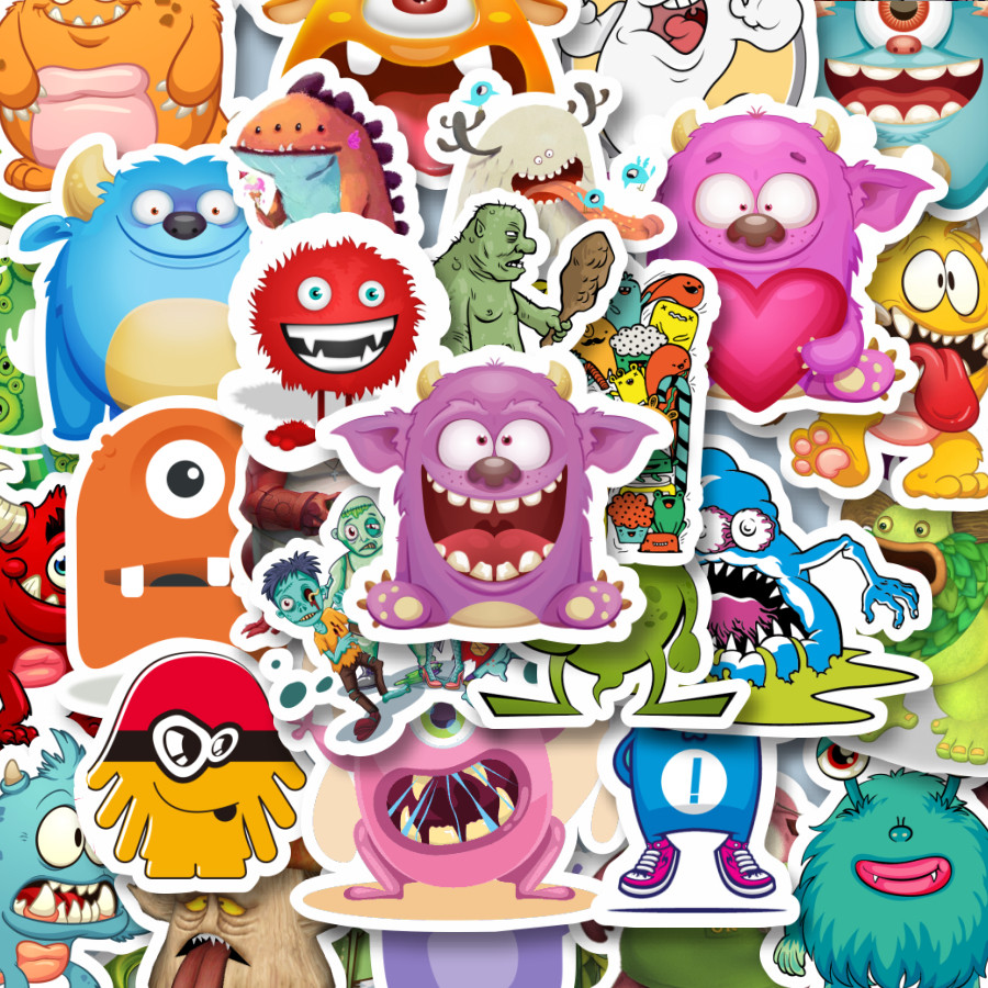 

100PCS Lucu Stiker Monster Art Illustration Karakter Mix Stiker Aesthetic Stiker Anti Air Stikers Berperekat Waterproof sticker decal buat Motor Helm Buku Journal Koper Casing HP Laptop Botol Minum Hadiah anak