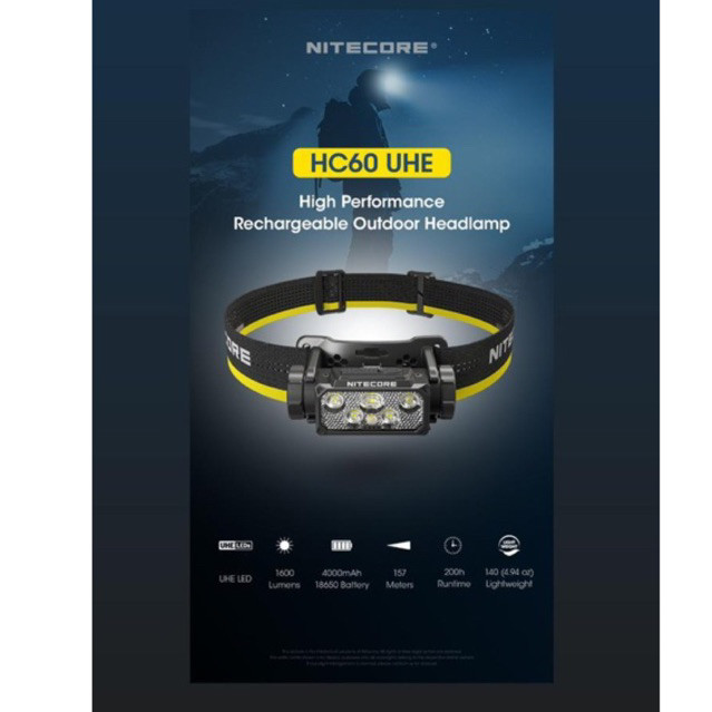 Nitecore HC60 UHE 1600 Lumen USB-C Rechargeable Headlamp