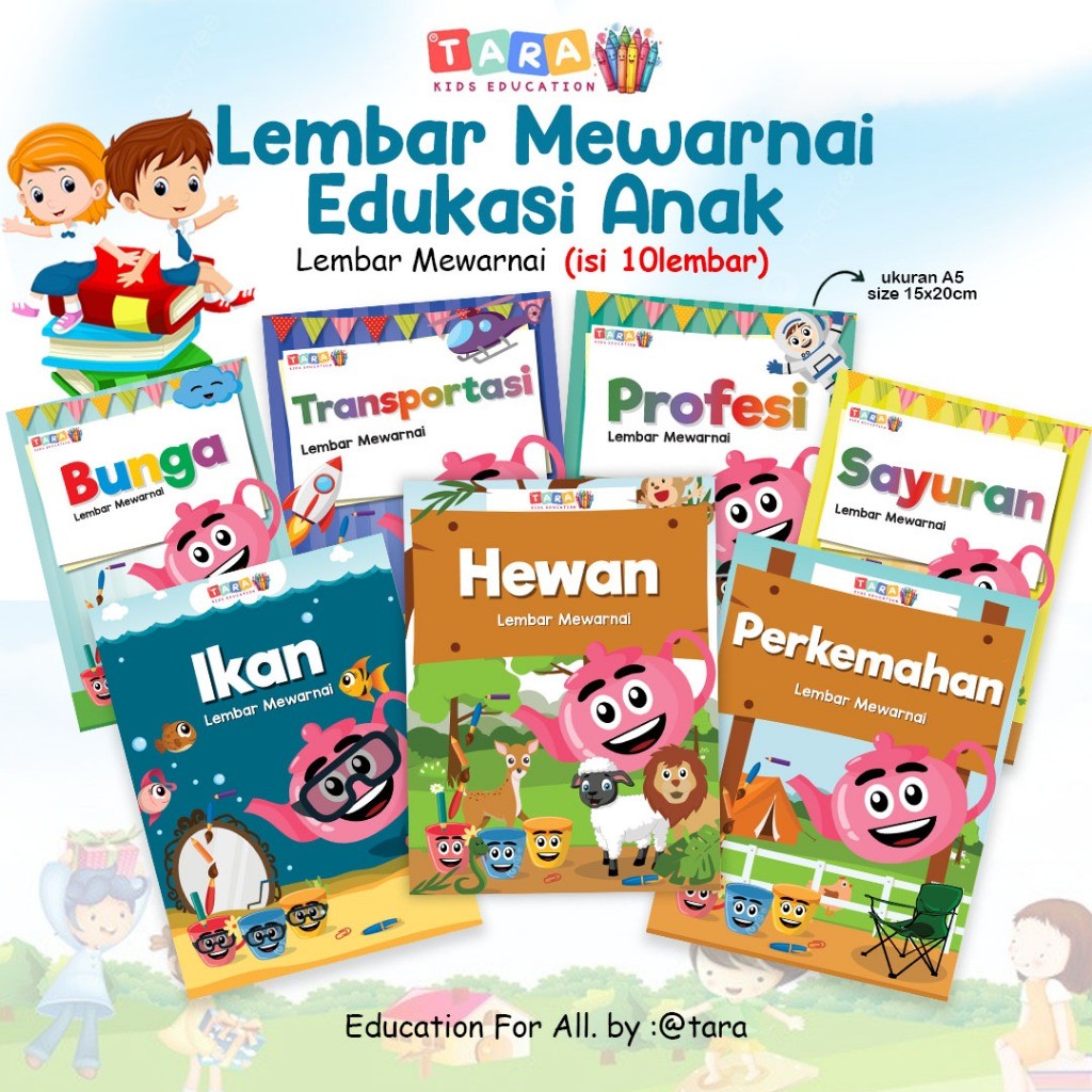 10Lembar Buku Mewarnai Anak / Buku Menggambar Anak