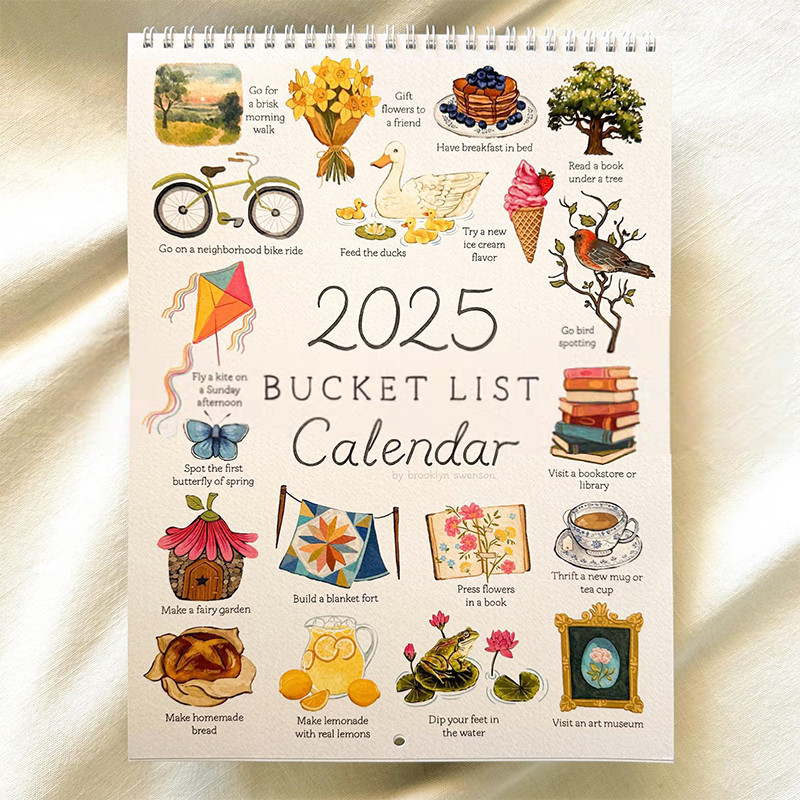 

New Spot PREORDER 2025 Bucket List Calendar Funny 12 Months Of Cuss Word Sayings Wall Calendar Indoor Unique New Year Gifts