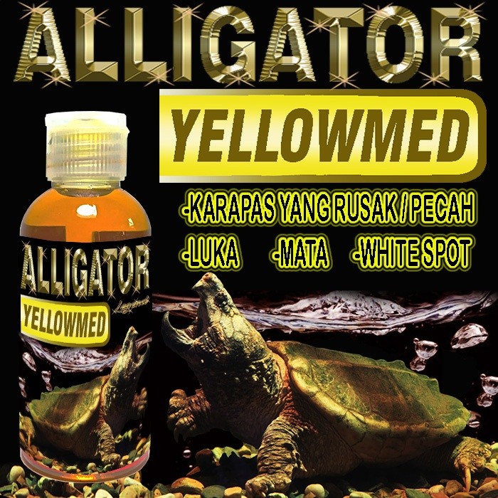 ALLIGATOR YELLOWMED OBAT KURA-KURA AIR MENGOBATI  WHITE SPOT BINTIK PUTIH JAMUR KURA AST CST MENGOBA