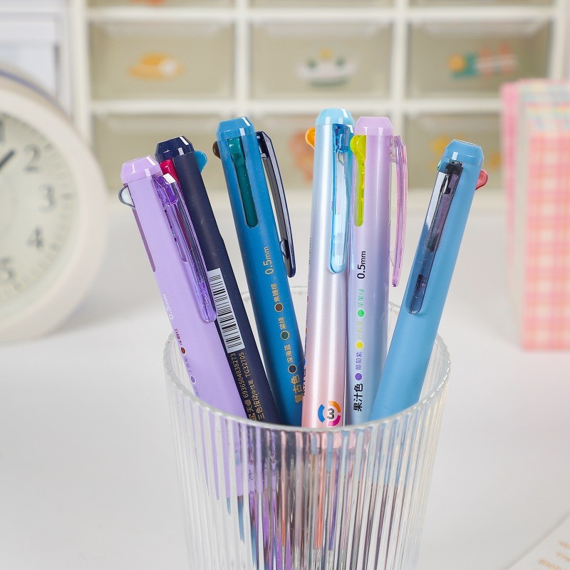 

0.5mm Multifunctional Gel Pen Quick Drying Cap Neutral Pen 3 Color Press Gel Pen Creative Journal Writing Supplies Stationery