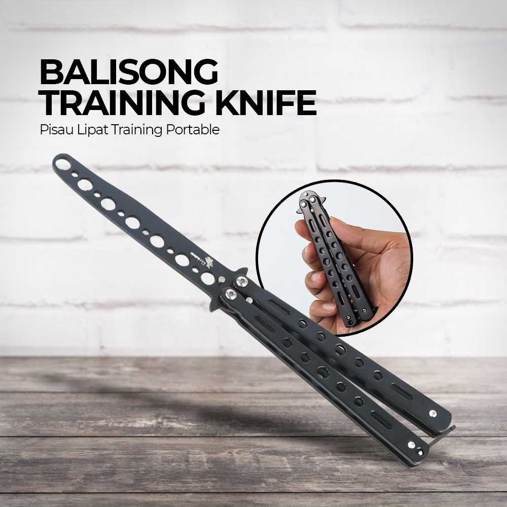 Pisau lipat balisong tumpul untuk latihan trik