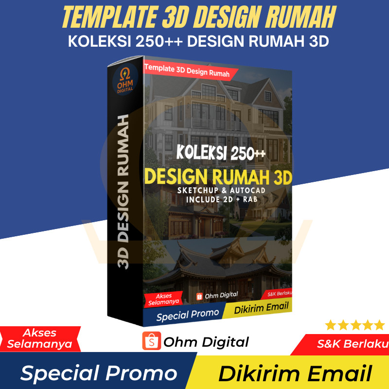 (OD - 35) Paket 200 Gambar Desain Rumah Home Design Terlengkap format 2D, 3D, PDF, RAB & JPG Render