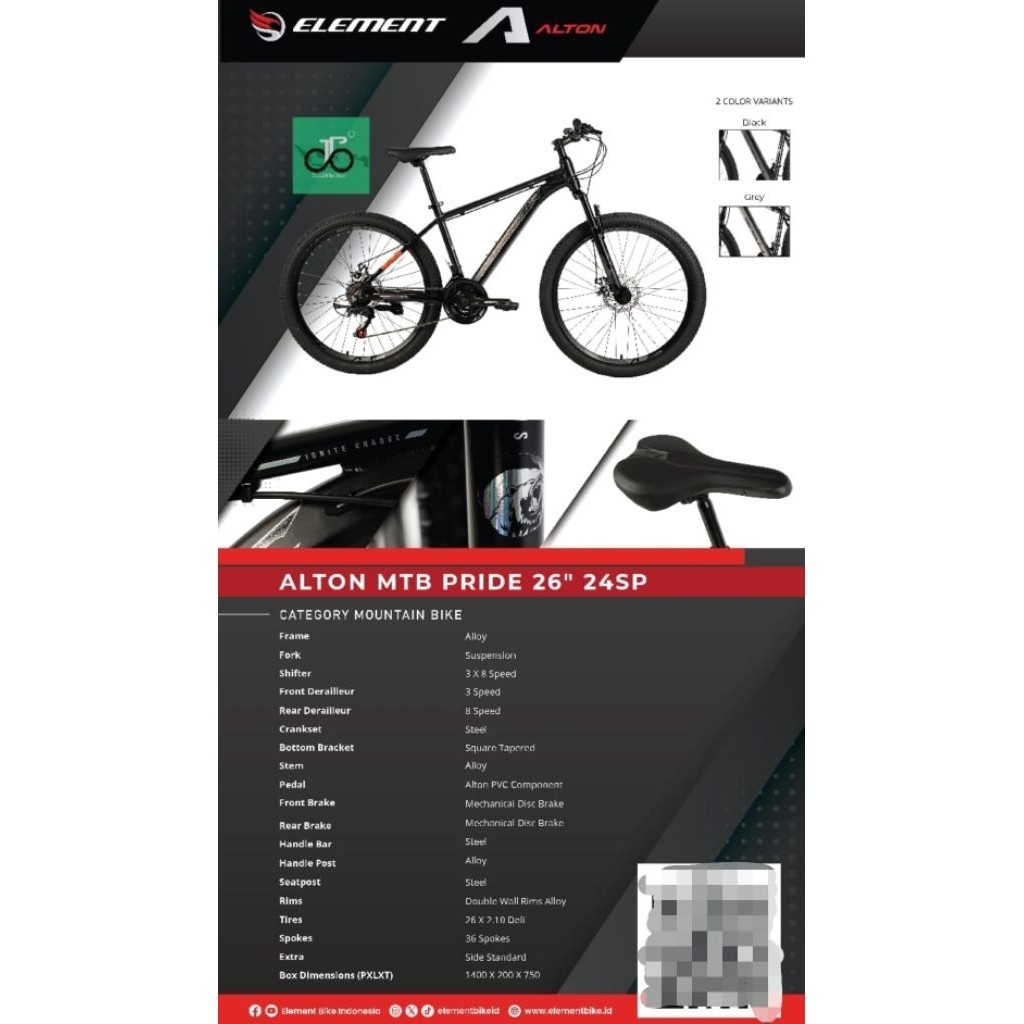 Sepeda MTB 26" Element Alton Pride alloy