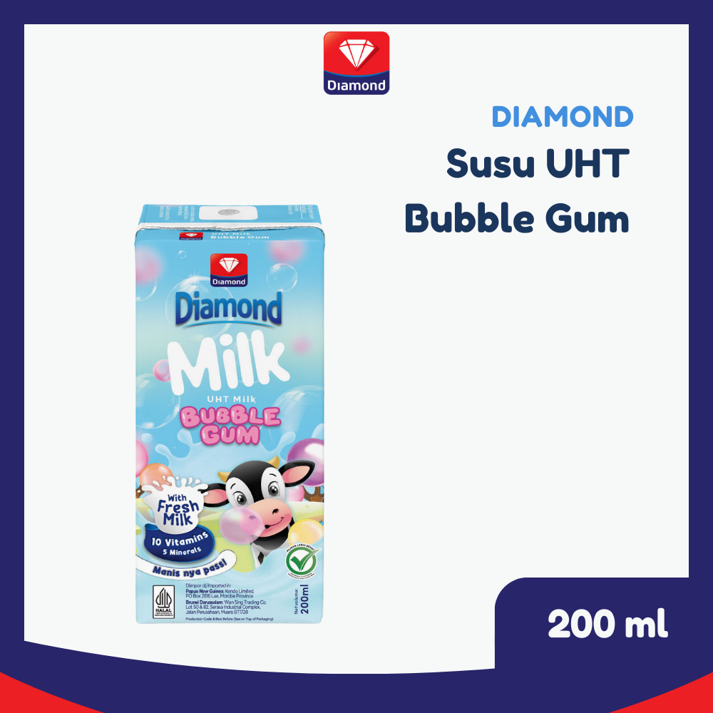 

Diamond Milk Susu UHT Bubble Gum 200 Ml