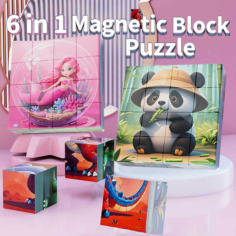 16 PCS Blok Bangunan Kubik Magnetik Warna-warni Enam Sisi Puzzle Mainan Edukasi Anak Usia Dini