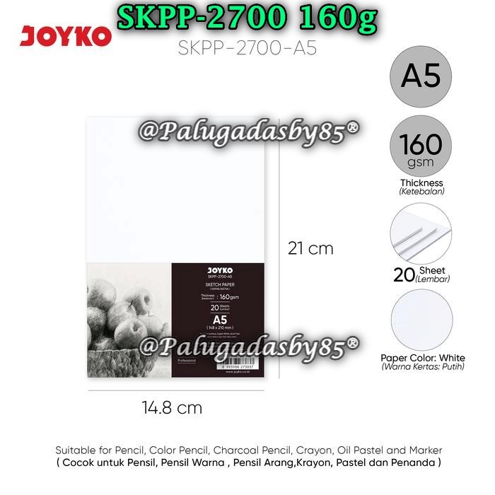 

(1 Pak) GROSIR Sketch Paper JOYKO SKPP-2700-A5 160g / JOYKO Kertas Sketsa SKPP-2700 (1 Pak)