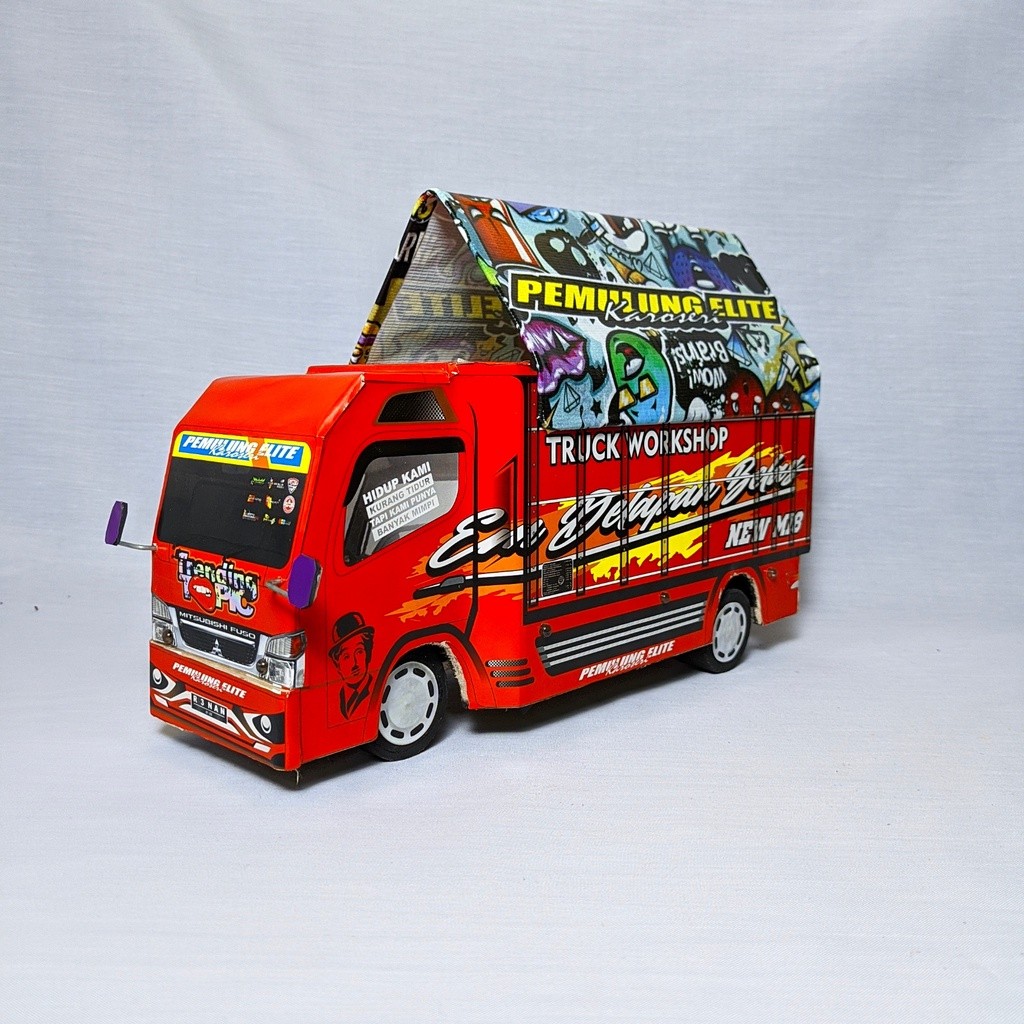 Miniatur truk oleng TRENDING TOPIC full lampu dan terpal Terbaru