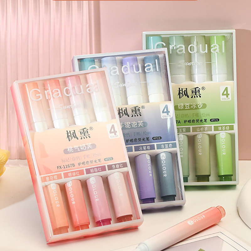 

1 SET ISI 4 HIGHLIGHTER WARNA PASTEL TERANG / 1 SET STABILO HIGHLIGHTER WARNA PASTEL