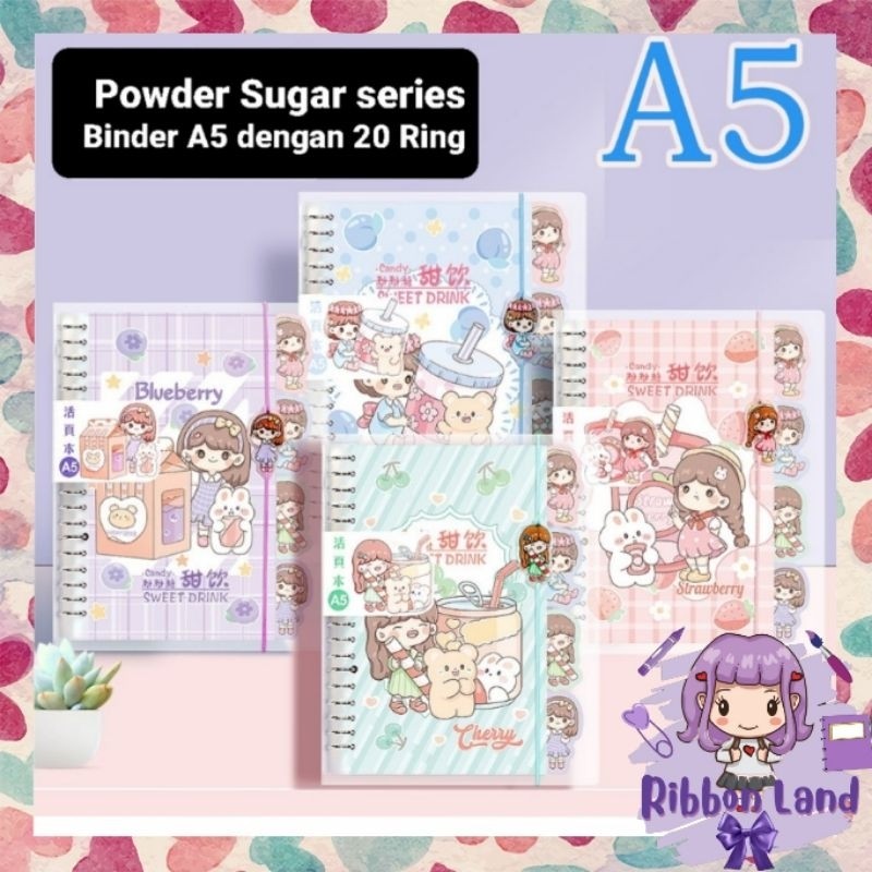 

COD SET Binder A5 20 Ring Lengkap Divider Kertas Motif POWDER SUGAR