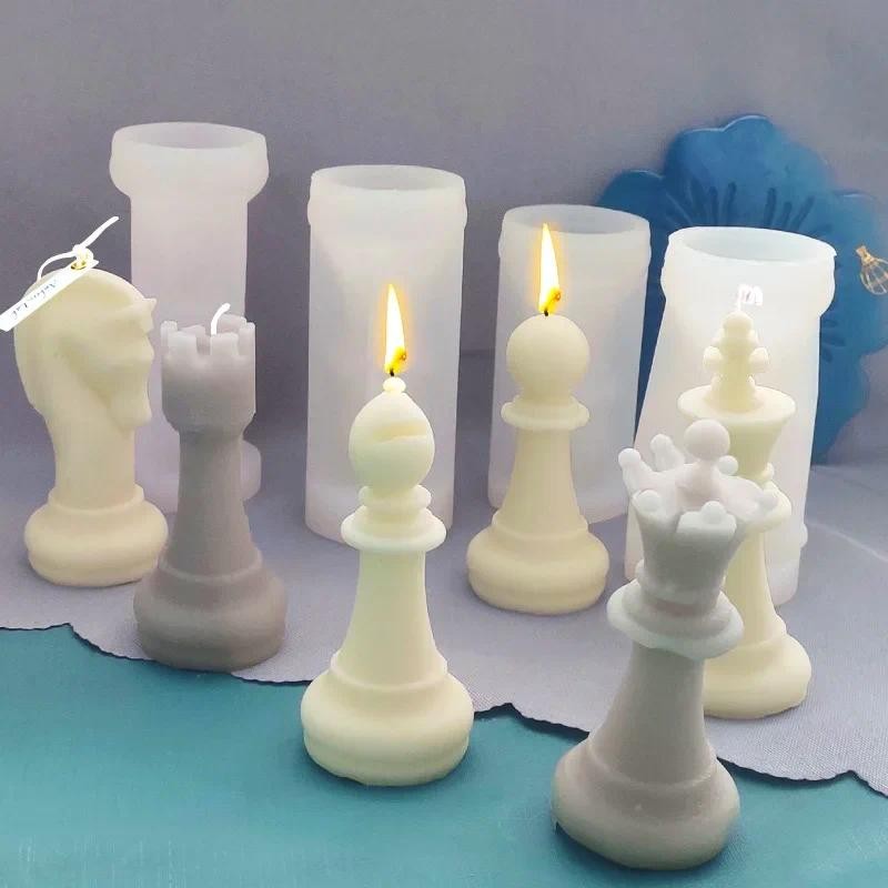 

Chess Silicone DIY Chess Pieces Six-piece Mold Creative Scented Candle Plaster Mold