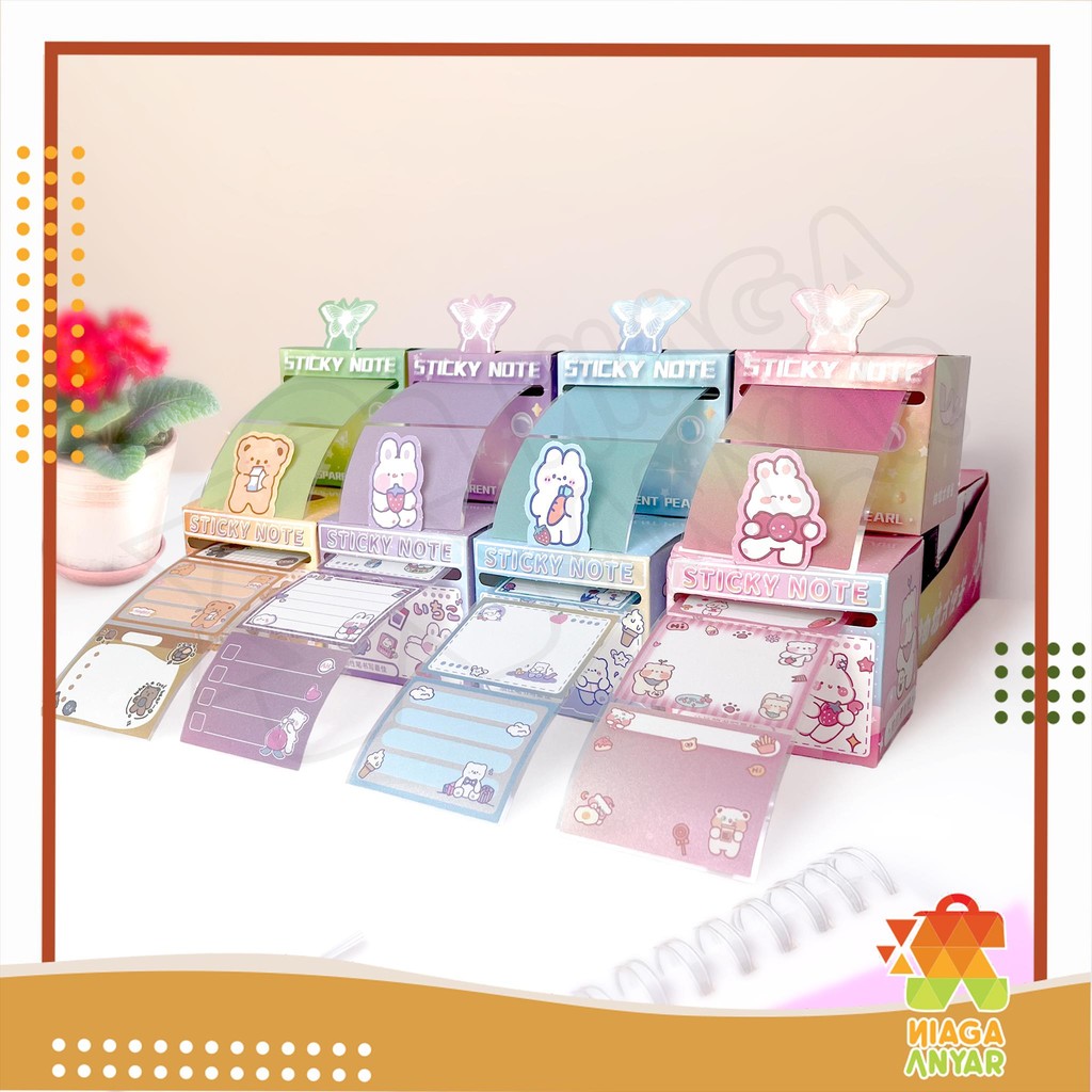 

NA Pull Out Sticky Notes Roll / Sticky Note Box Gradient Color / Memo Sticker Glitter Frosted / Stiker Tempel