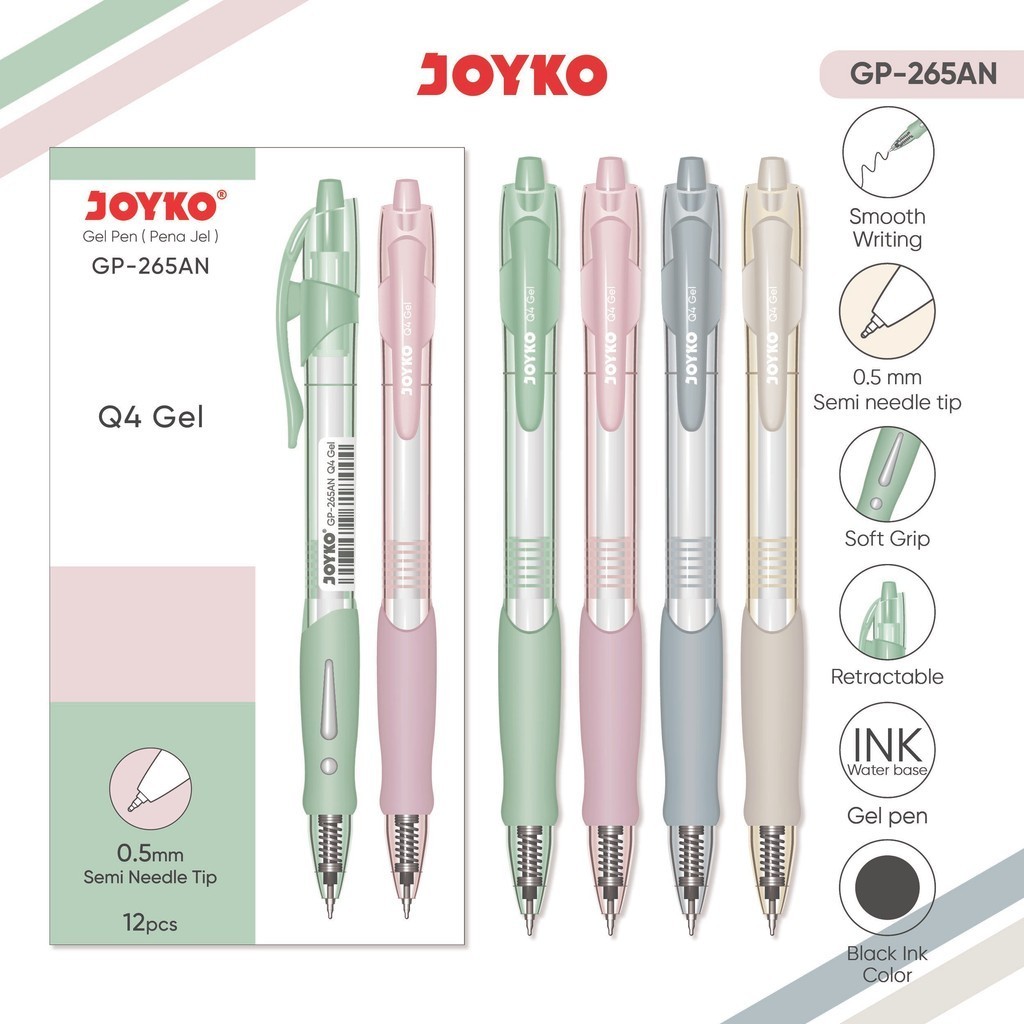 

(12pen) JOYKO Pulpen Gel 1 Pack GP-265AN Q4 Gel 0.5mm