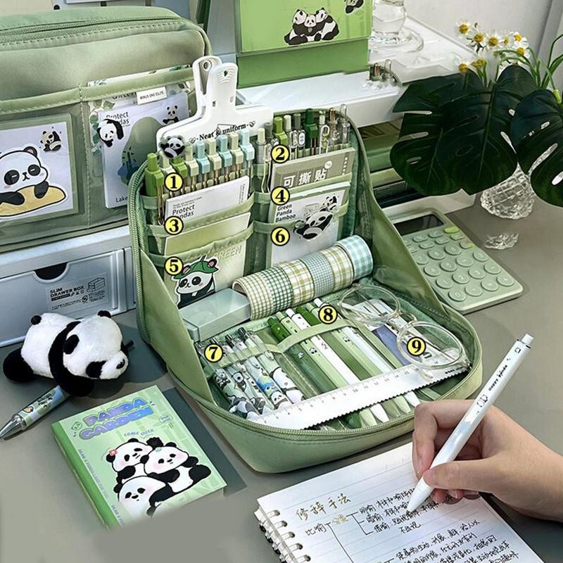 

Panda School Supplies Set Cute Aesthetic Learning Stationery Set Writing Tools Accessories With Stickers Keychain Pencil Case