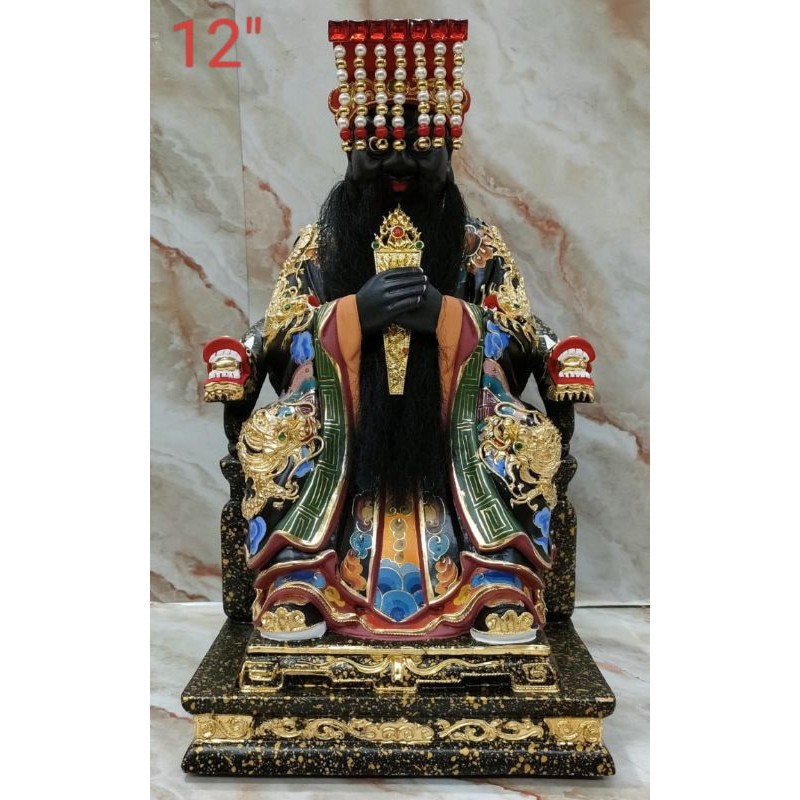 patung dewa raja neraka / giam lo ong - kayu taiwan - 12inch