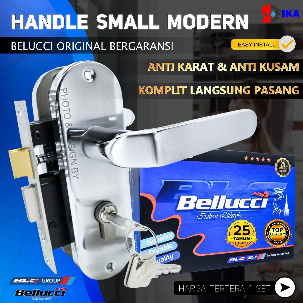 Kunci Pintu kecil Silinder Bellucci Bogota NP l Gagang Rumah l Handle Full Set I Kunci pintu kamar 1