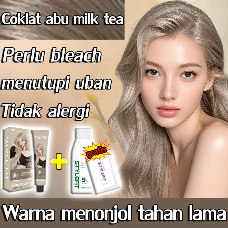 【Warna Rambut Trend 2025】STYLE FIT Cat rambut teh susu Coklat muda 200ML Berbagai warna rambut modis