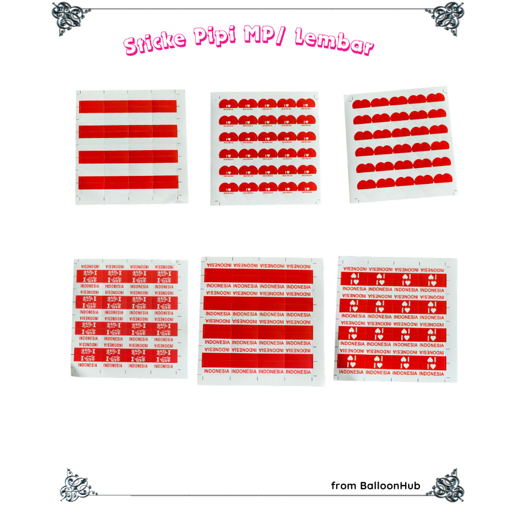 

Stiker Merah Putih stiker pipi merah putih 1 Lembar Isi 32 Pcs dekorasi 17 agustus