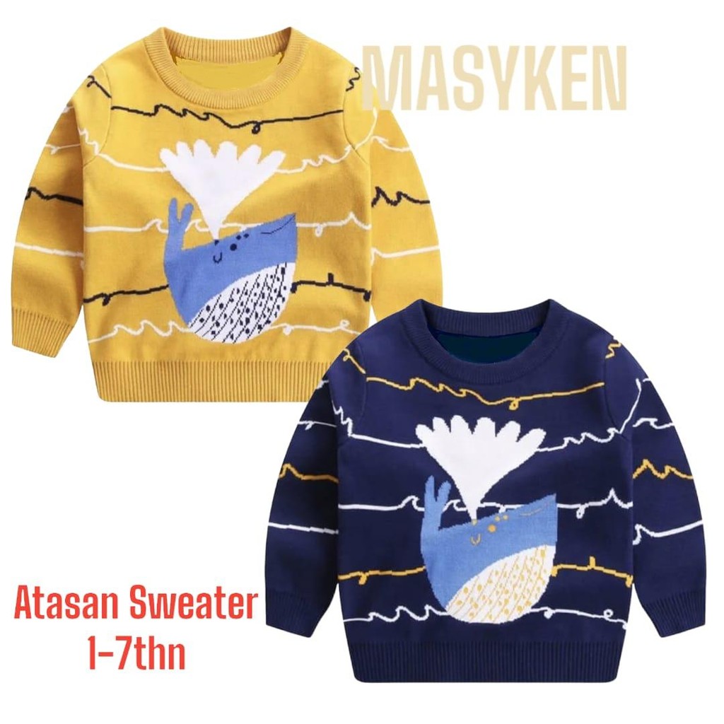 Atasan Sweater Anak Whale  Usia 1 - 7 Tahun
