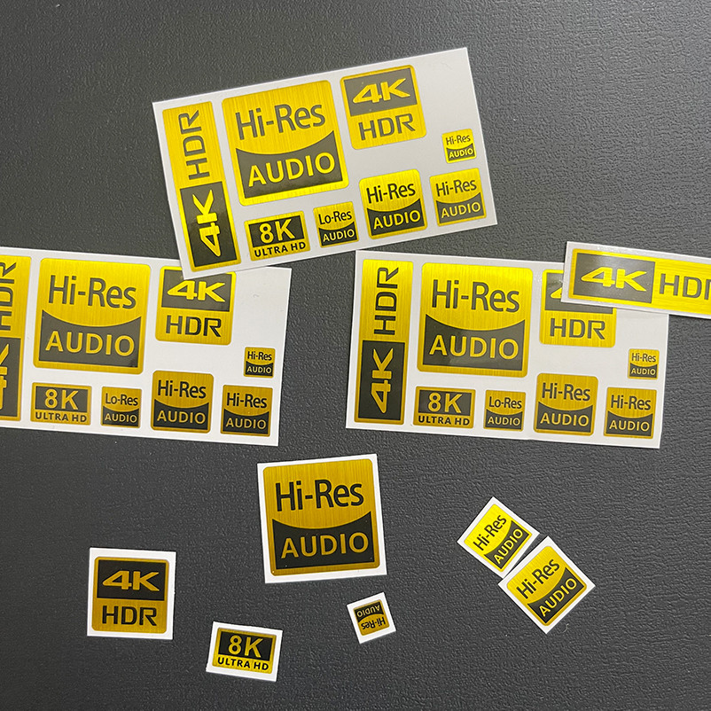 

4K HDR Small Gold Label HD 8K Camera Camera Digital Player Display Decorative Faith DIY Headphone Sticker Spot