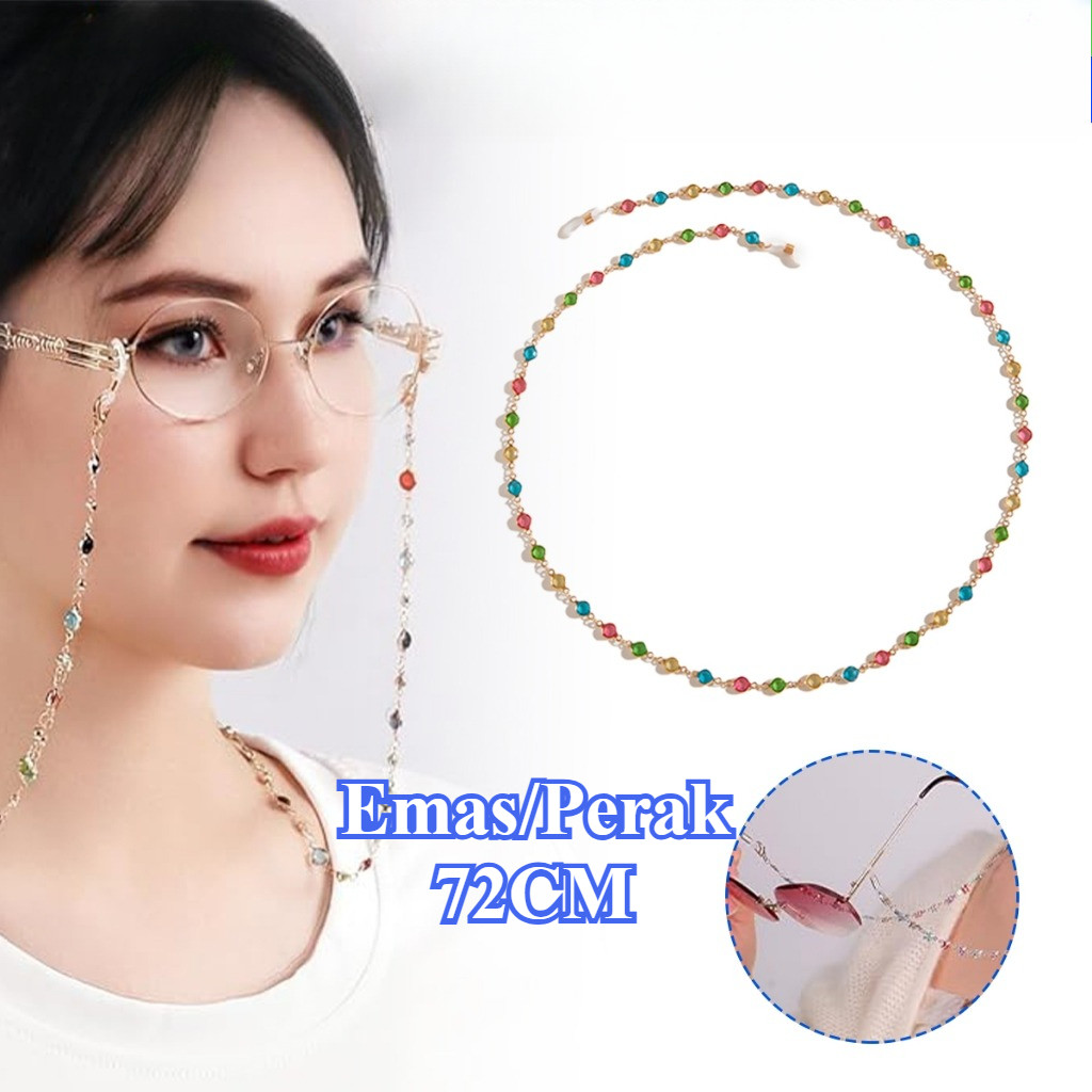 Tali Rantai Kacamata Tali Kacamata Wanita Kalung Rantai Kacamata Berlian Berwarna