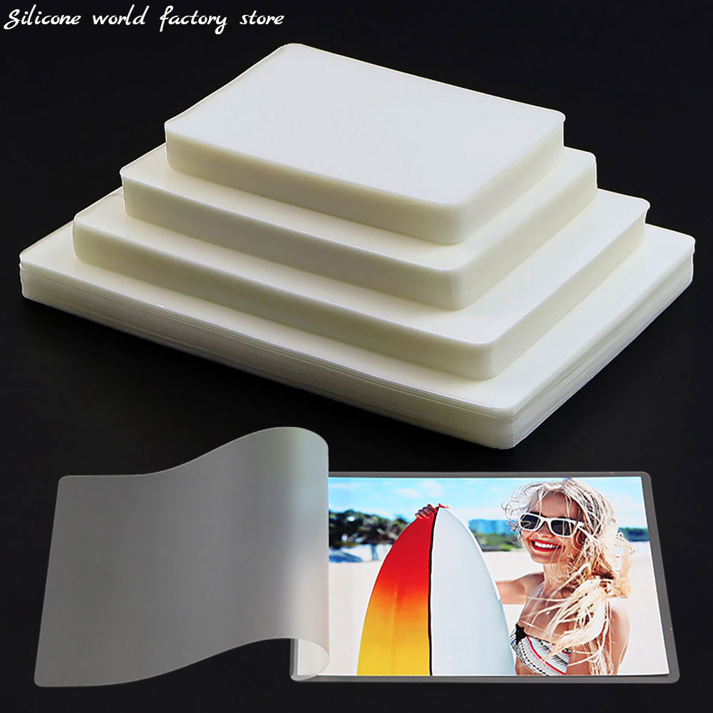 

Silicone World 3/4/5/6 Inch 100 Sheets 60 Mic Thermal Laminating Film PET Plastic Film For Photo/Card/Picture Hot Laminator Film