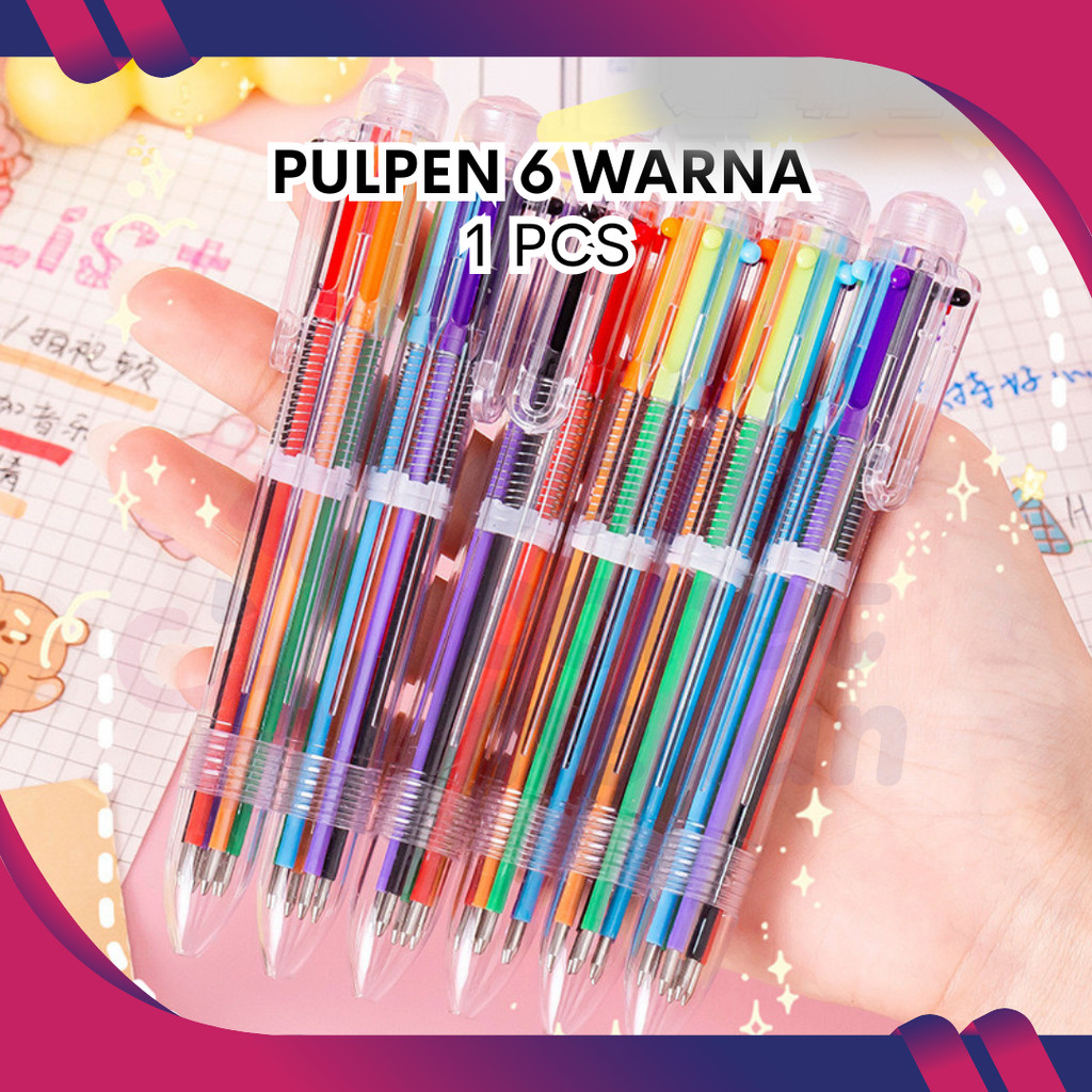 

PULPEN 6 WARNA TRANSPARAN 6 IN 1 PER PCS