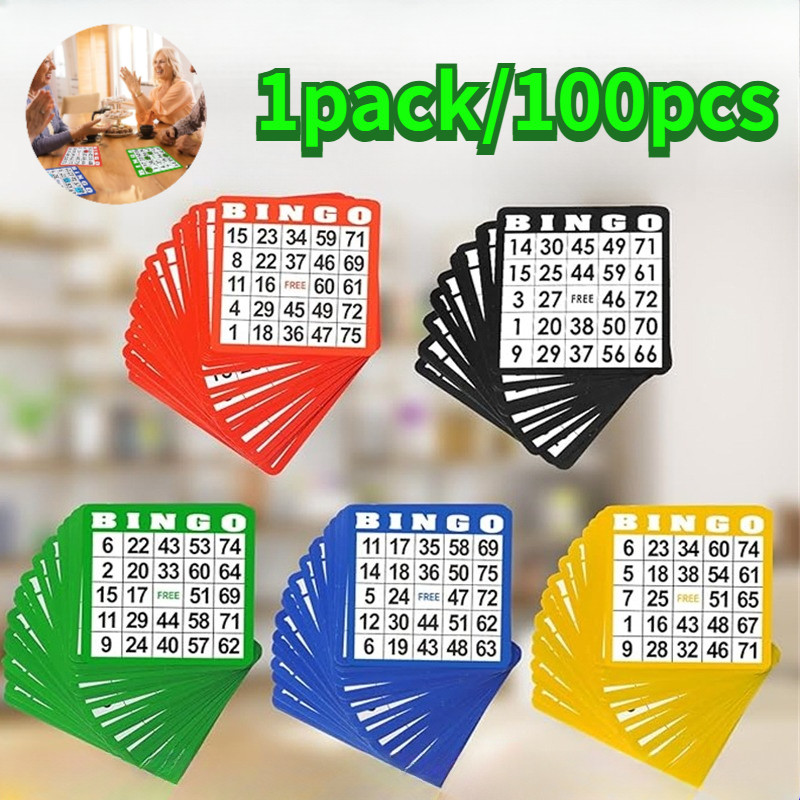 100Pcs Kartu Bingo Lengkap Besar Bingo Card 5 Warna Bingo Set