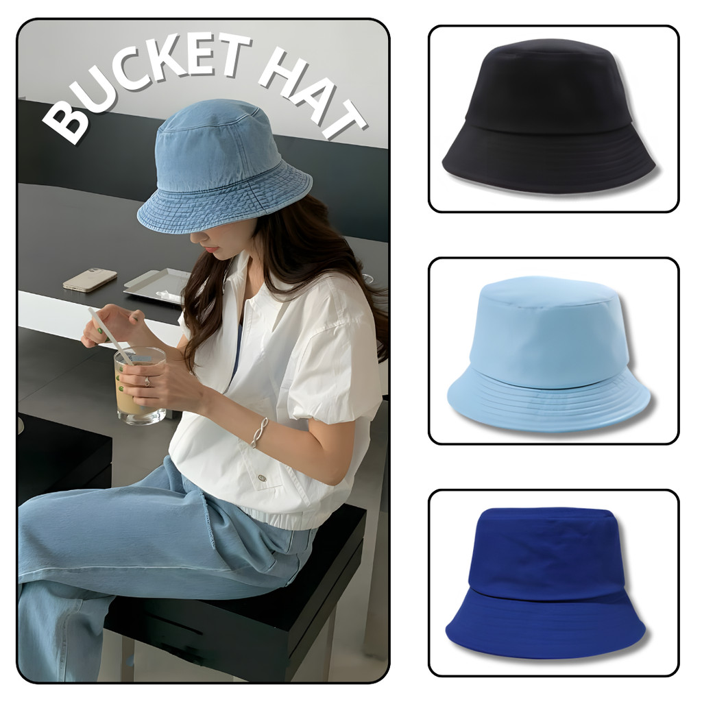 TOPI BUCKET HAT POLOS BOLAK BALIK | BUCKET HAT PRIA DAN WANITA | TOPI BUCKET HAT UNISEX KEKINIAN