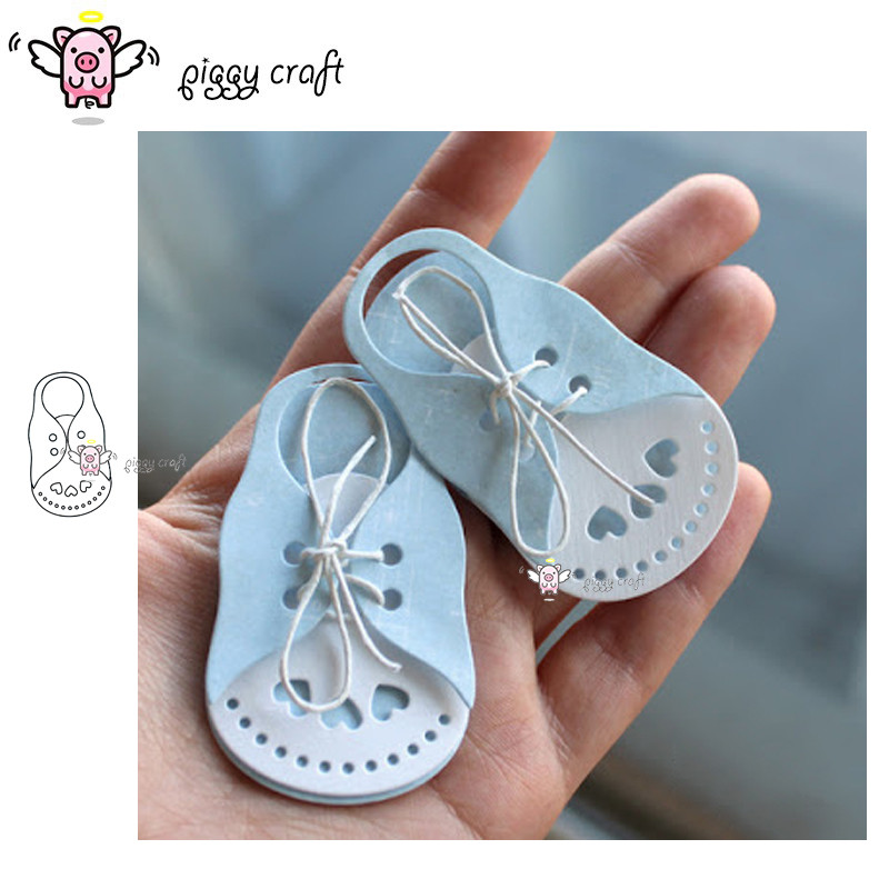 

Piggy Craft metal cutting dies cut die mold Baby shoes Scrapbook paper craft knife mould blade punch stencils dies