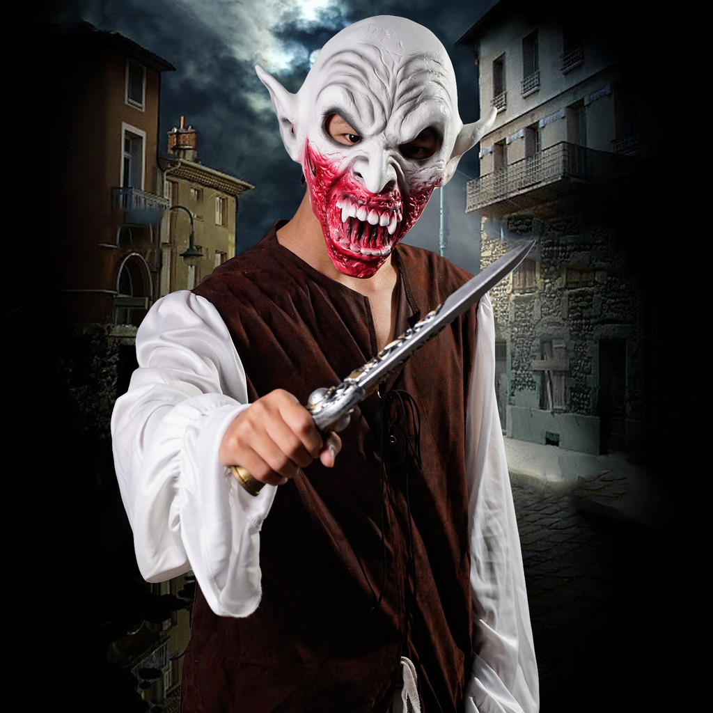 1PC Devil Mask Horror Bloody Hoodie High-Quality Realistic Latex Mask Holiday Party Costume Hallowee