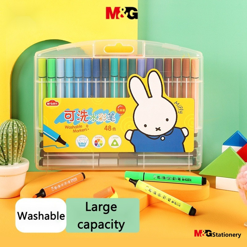 

M&G Stationery Miffy 48 Color Watercolor Pen Triangular Rod Washable Large Capacity Marker Children's Painting Student Supplies