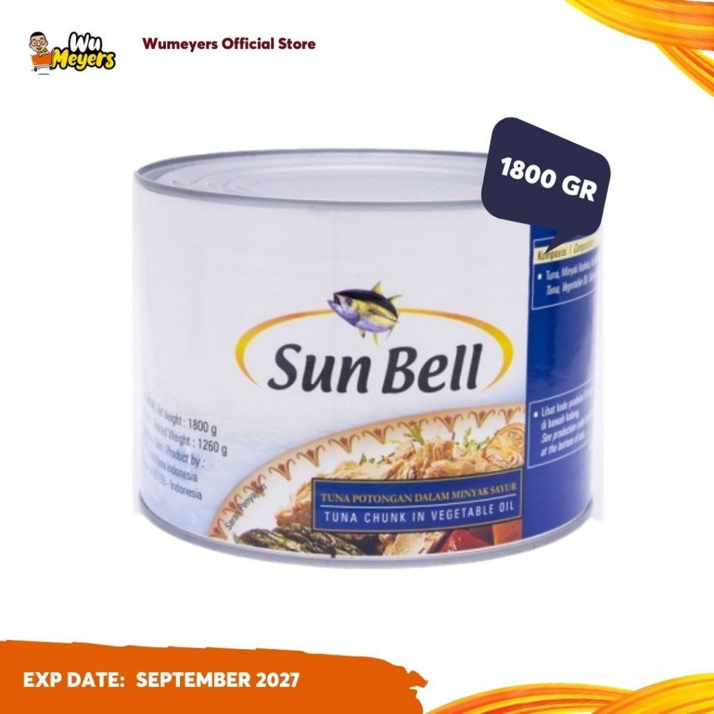 

Sun Bell Tuna Chunk in Vegetable Oil 1800gr / Ikan Tuna Kemasan Kaleng Minyak Sayur / Makanan Siap Saji