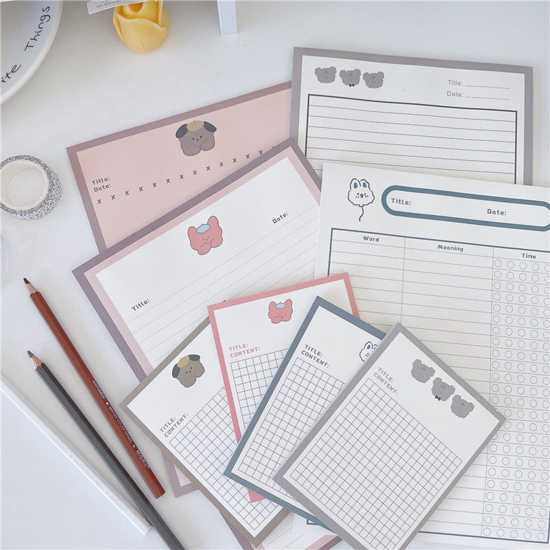 

240 pages, a total of 8 notebooks, a set of sticky notes for students campus office study notebooks, cute cartoon bear big noteb