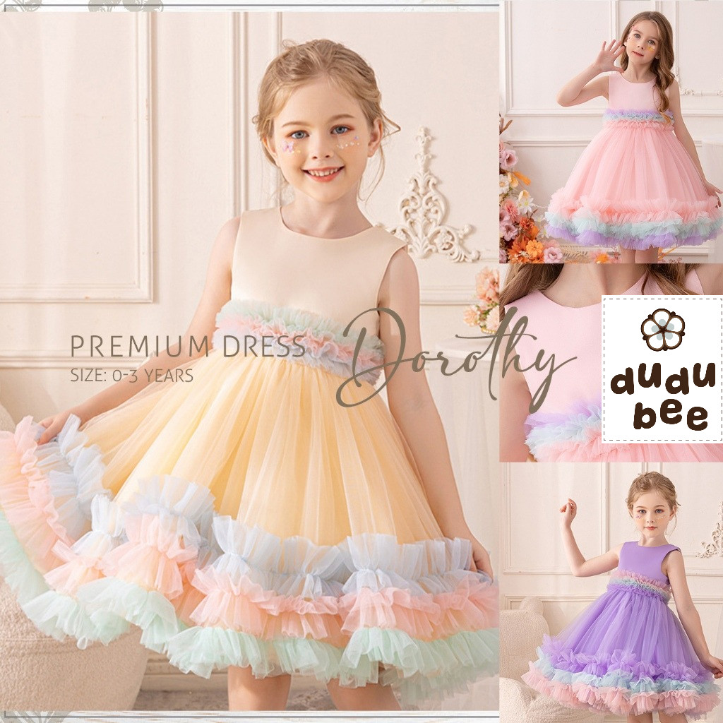 Dress Pesta Aqiqah Gaun Ulang Tahun Bayi Anak perempuan DOROTHY Import Mewah Model Korea UNICORN