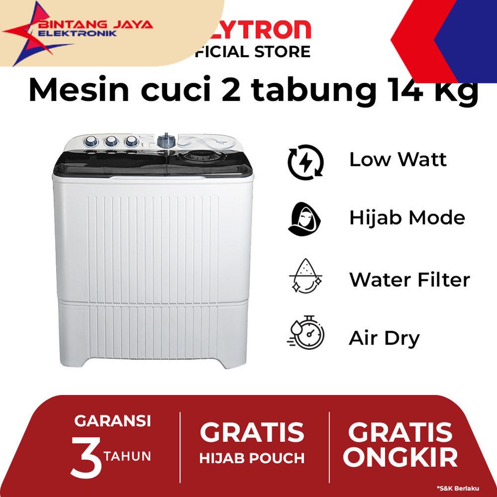 Mesin cuci polytron 14KG / Mesin cuci 14kg polytron PWM1403 / Mesin cuci 2 tabung Polytron 